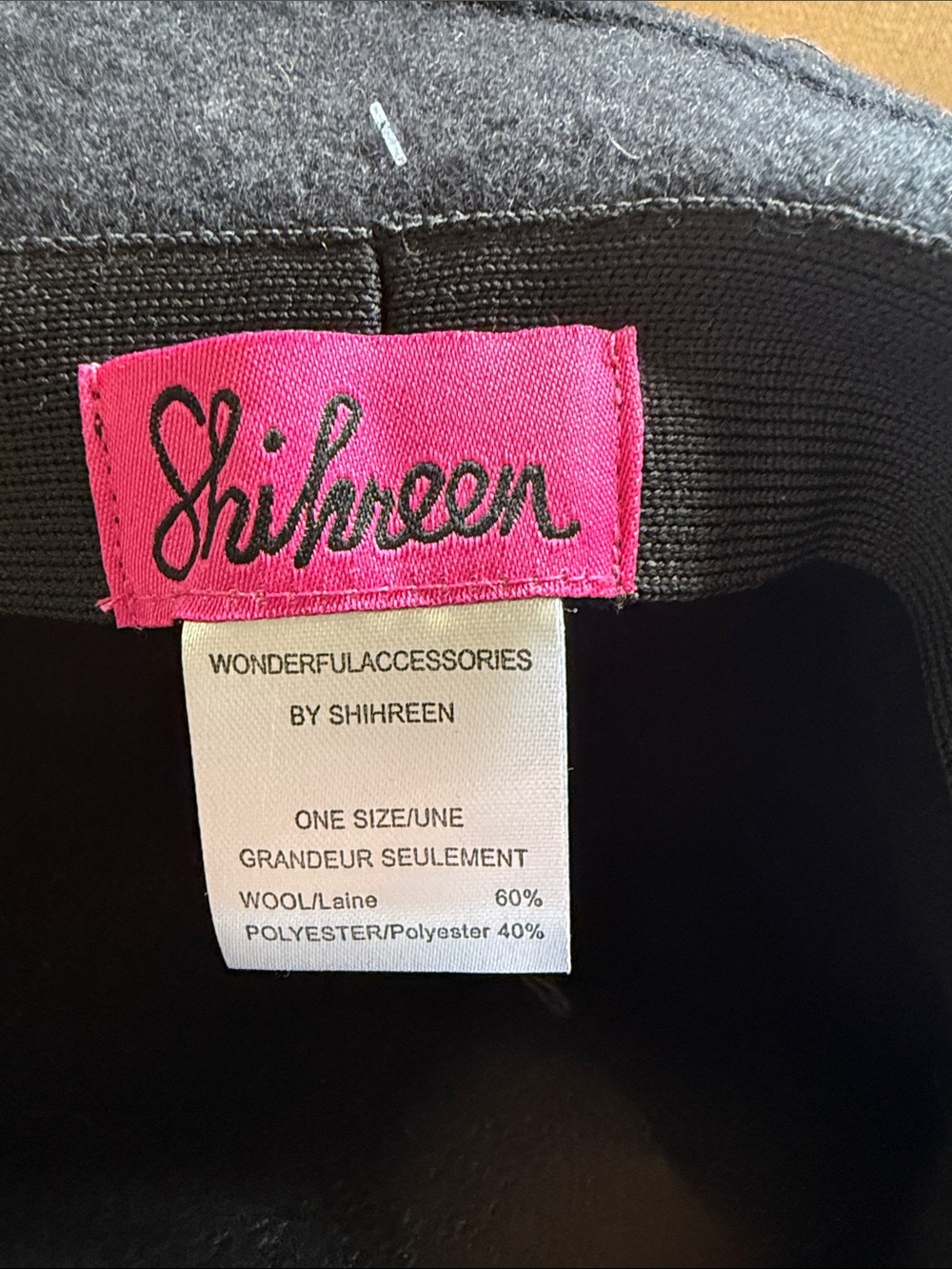 Shihreen Black Boiled Wool Brim Hat with Tie Accent, NWT - Picture 3 of 5